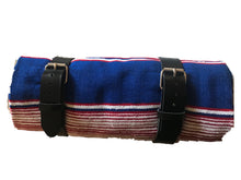 USA colors Serape roll up blanket with leather strap