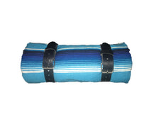 Blue Sky Serape roll up blanket with leather strap