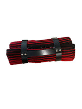 Red and Black Serape bed roll Embroidered with leather straps for Harley Davidson