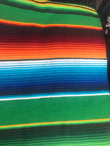 Colorful Serape roll up blanket with leather strap